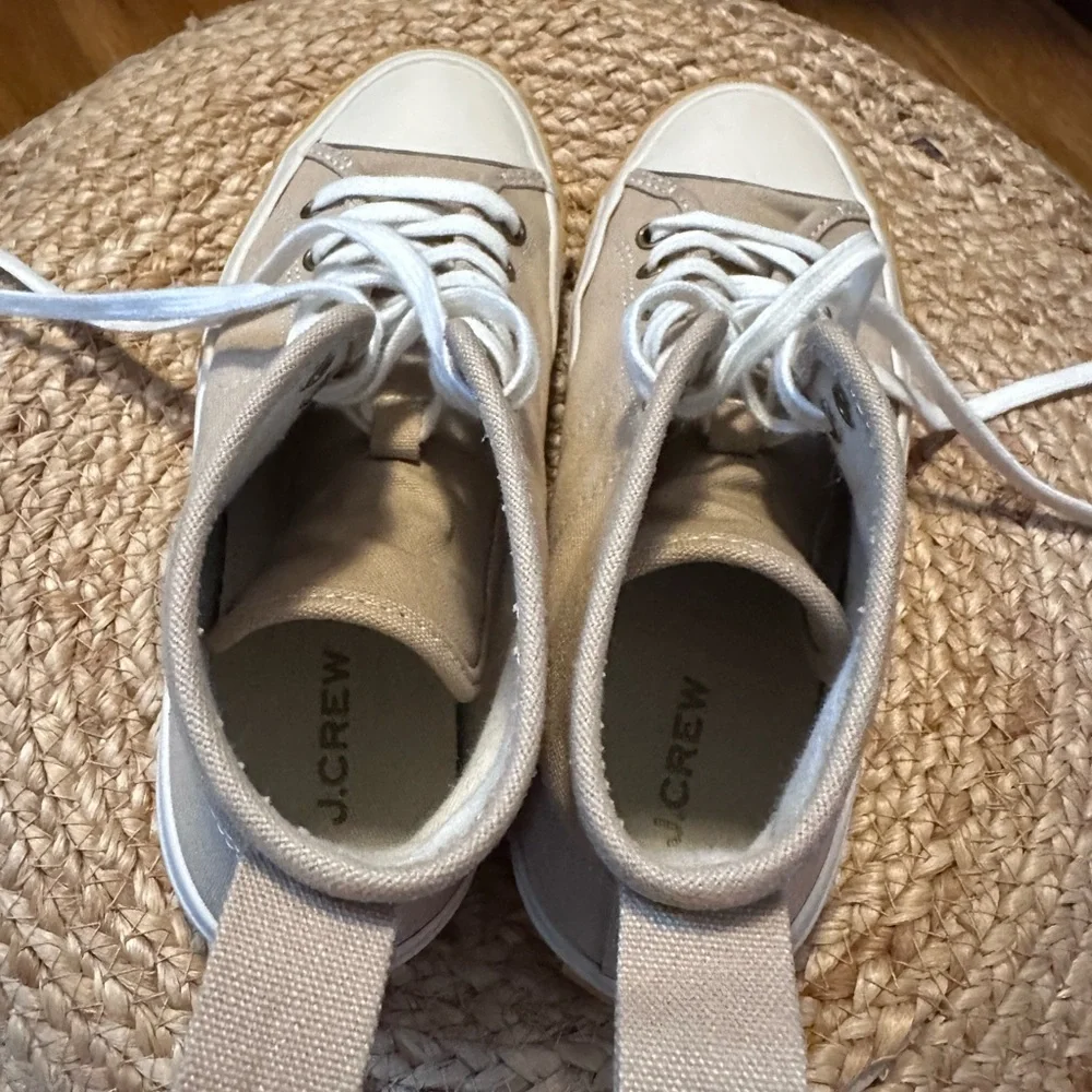 J.Crew Canvas High Top Sneakers | Neutral Tan | Size 6